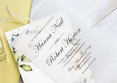 Invito di nozze elegante floreale a doppio strato in carta trasparente WDV0004_1